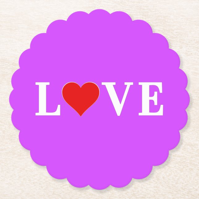Posavasos De Papel Corazón de amor morado elegante estilo (Anverso)