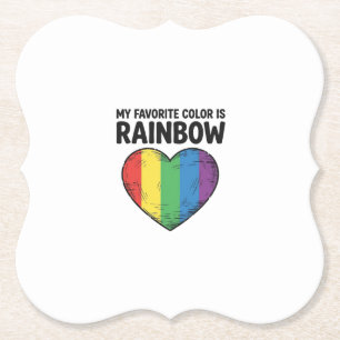 Posavasos De Papel Corazón de Arcoíris Grabado Vintage Camiseta Color