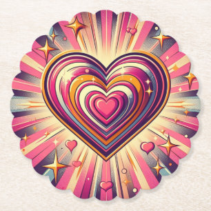Posavasos De Papel Corazón de arte pop de los años 70/San Valentín