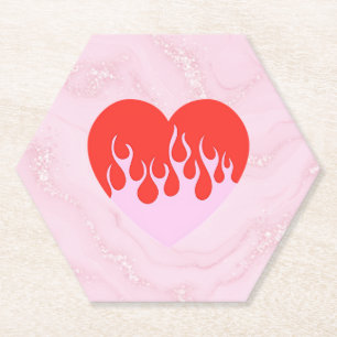 Posavasos De Papel Corazón de Fuego
