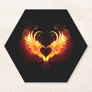 Posavasos De Papel Corazón de Fuego Ángel con Alas
