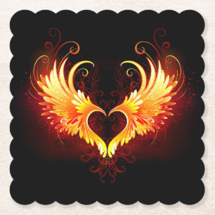 Posavasos De Papel Corazón de Fuego Ángel con Alas