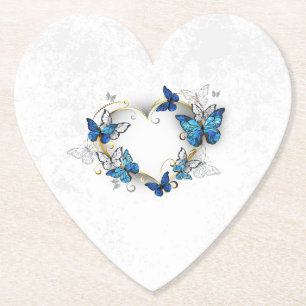 Posavasos De Papel Corazón de joyas con mariposas Morfo