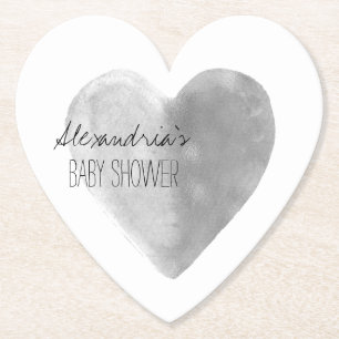 Posavasos De Papel Corazón de Plata Personalizado  