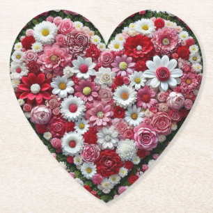 Posavasos De Papel Corazón el día de San Valentín floral y colorido