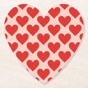 Posavasos De Papel Corazón rojo tradicional del día de San Valentín