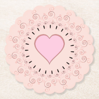 Posavasos De Papel Corazón rosa estilo retro
