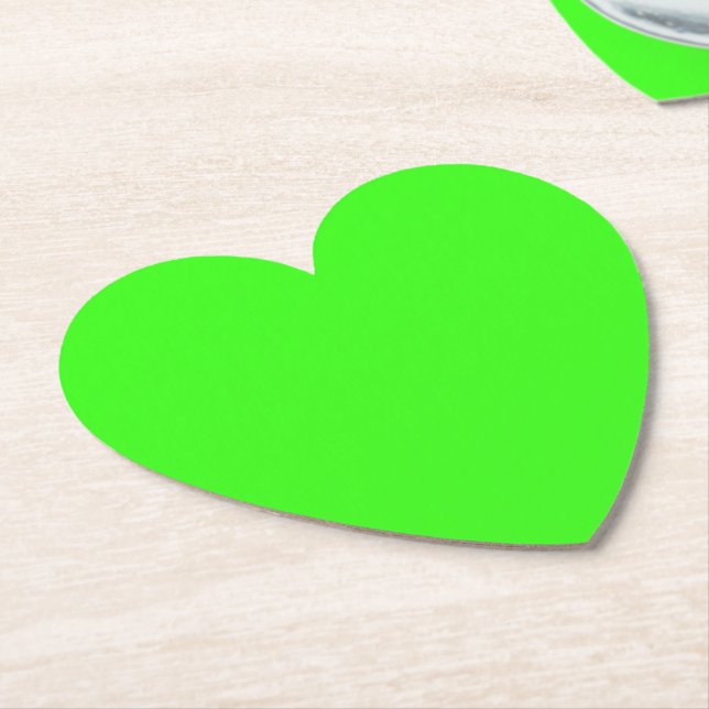 Posavasos De Papel Corazón Verde Neon (En perspectiva)