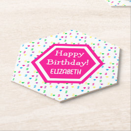 Posavasos De Papel Corazones arcoiris segundo cumpleaños