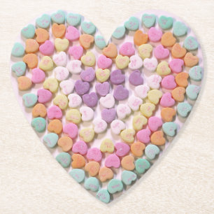 Posavasos De Papel Corazones coloreados pastel del caramelo en forma