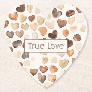 Posavasos De Papel Corazones de amor verdadero de café con crema
