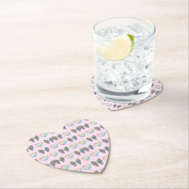 Posavasos De Papel corazones de arcoíris dulces y lindos patrón de gr