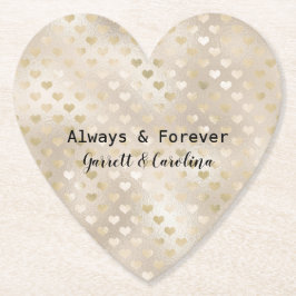 Posavasos De Papel Corazones de oro blanco