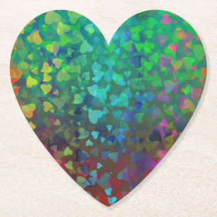 Posavasos De Papel Corazones en caída rojos y verdes