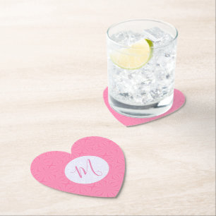 Posavasos De Papel Corazones Iniciales Personales de Cuadrados Ondula