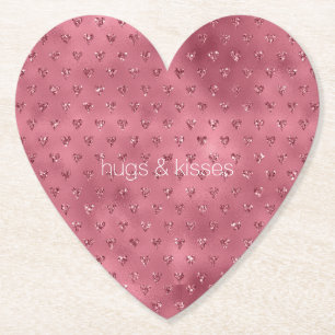 Posavasos De Papel Corazones Purpurinas Glitzy Rojo