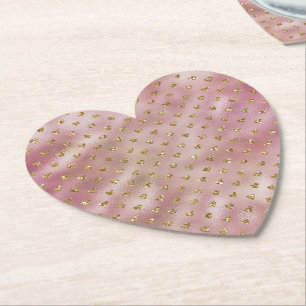 Posavasos De Papel Corazones Purpurinas Oro Glam Ombre Oro Rosa