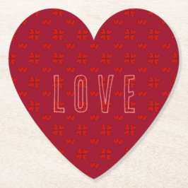 Posavasos De Papel Corazones rojos de San Valentín sobre el amor rojo