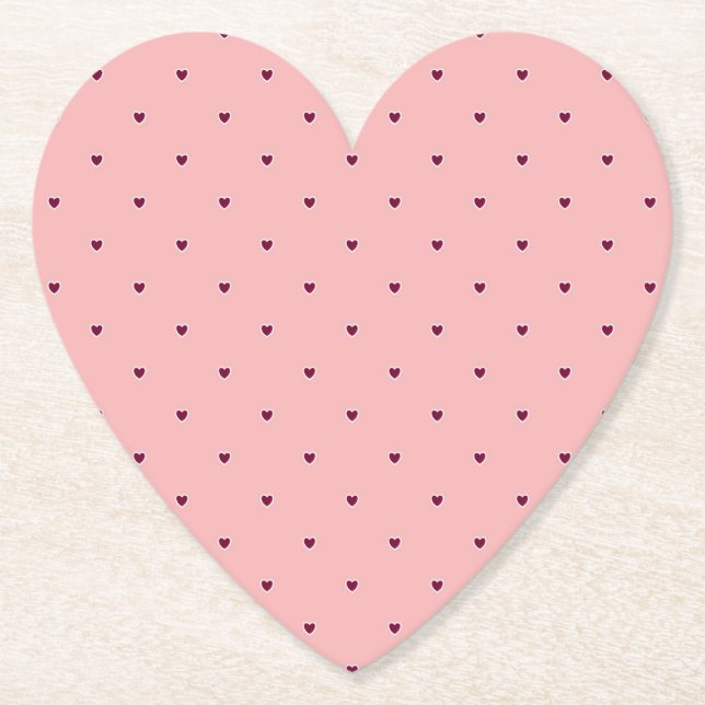 Posavasos De Papel Corazones rojos sobre rosa (Anverso)