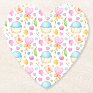 Posavasos De Papel Corazones y pasteles Delightful Watercolor Pattern