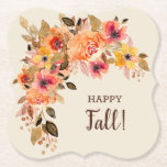 Posavasos De Papel Corchete de flores de otoño feliz<br><div class="desc">En estas castradoras temáticas de otoño se presentan bellas hojas de otoño y franjas florales. Haga clic en el enlace Personalizar adicional para cambiar fuentes,  colores de fuente,  color de fondo,  también. COINCIDIENDO con los artículos de nuestra tienda.</div>