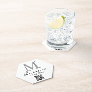 Posavasos De Papel Cordón QR Hexágono personalizado simple