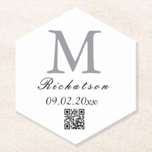 Posavasos De Papel Cordón QR personalizado simple y hexagonal con pun