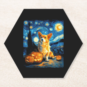 Posavasos De Papel Corgi Dog Lovers Pintura de la noche estrellada de