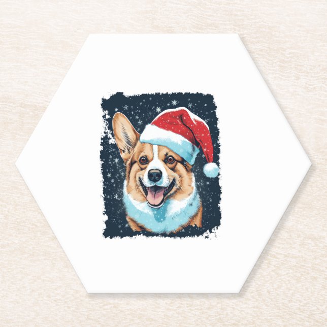 Posavasos De Papel Corgi Navidades de perro de arte pop (Anverso)