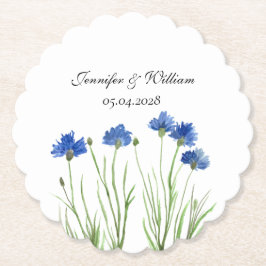 Posavasos De Papel Cornflowers Wildflowers Flores Boda de acuarela