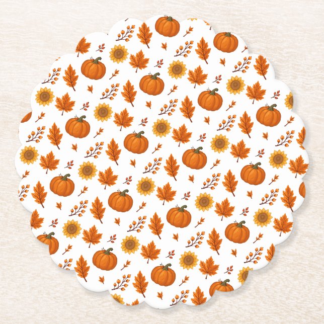 Posavasos De Papel Cosecha de Otoño Adorable  (Anverso)