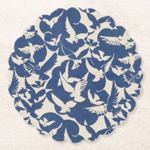 POSAVASOS DE PAPEL COSTERA DE PAPEL: PIGEONS EN BLANCO + AZUL: 1928