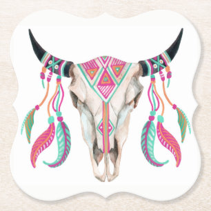 Posavasos De Papel Cow Skull con Dream Catchers