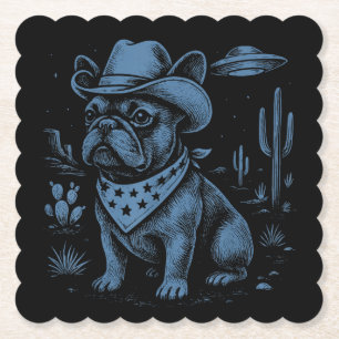 Posavasos De Papel Cowboy Cowboy Bulldog francés Cowboy Cowboy Dog