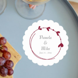 Posavasos De Papel Cranberry Red Simple Heart Wreath Boda