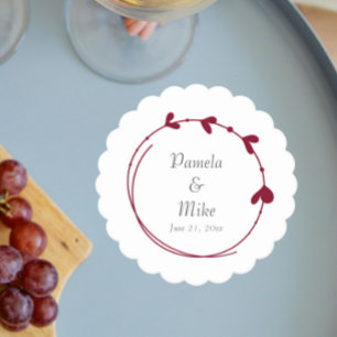Posavasos De Papel Cranberry Red Simple Heart Wreath Boda