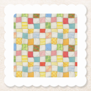 Posavasos De Papel CRAZY QUILT Scallopa Papel cuadrado Ataques blanco