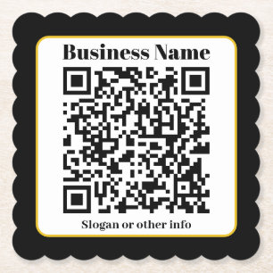 Posavasos De Papel Crea tu propio código QR Borde dorado blanco y n