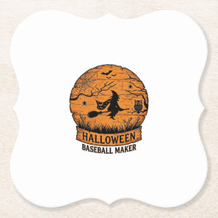 Posavasos De Papel Creador de béisbol de Halloween Bruja voladora Lun