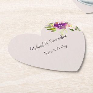 Posavasos De Papel Cream Burgundy Boda floral rosa