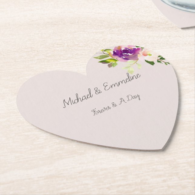 Posavasos De Papel Cream Burgundy Boda floral rosa (En perspectiva)