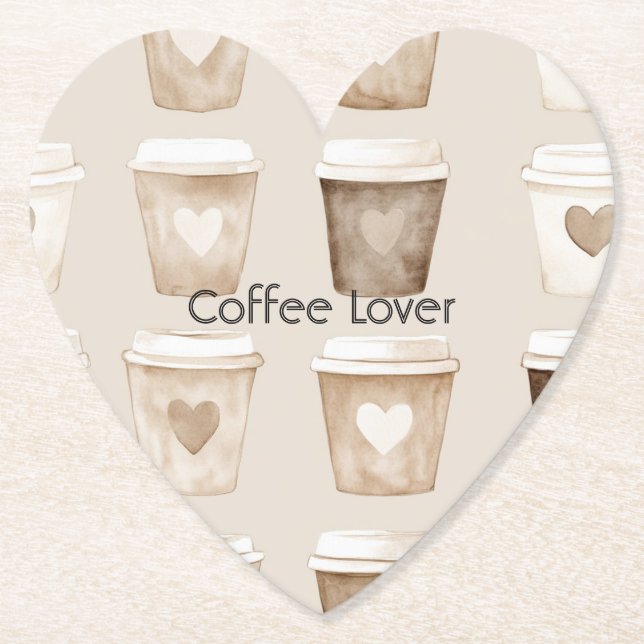 Posavasos De Papel Cream Coffee Heart Cups (Anverso)