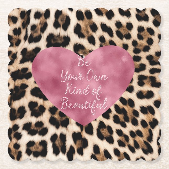 Posavasos De Papel Creamy Brown Black Leopard Heart Hermoso (Anverso)