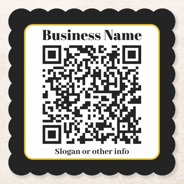 Posavasos De Papel Crear su propio código QR | Borde dorado blanco ne (Anverso)