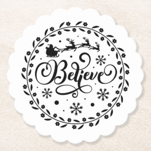 Posavasos De Papel Creer Santa Claus Volando Sleigh