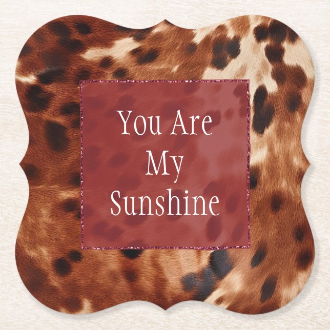 Posavasos De Papel Crema occidental con Piel de vaca negro marrón (Anverso)