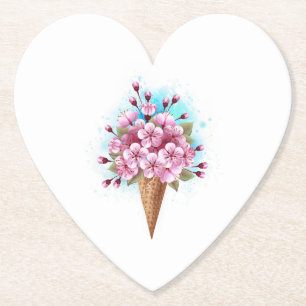 Posavasos De Papel Crema rosa de hielo Sakura Waffle Cone
