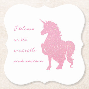 Posavasos De Papel Creo en el unicornio rosa invisible.
