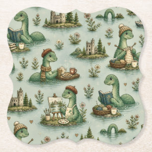 Posavasos De Papel Criptídeos Acogedores Nessie Monstruo del Lago Nes