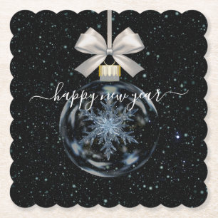 Posavasos De Papel Cristal Copo de Nieve Año Nuevo